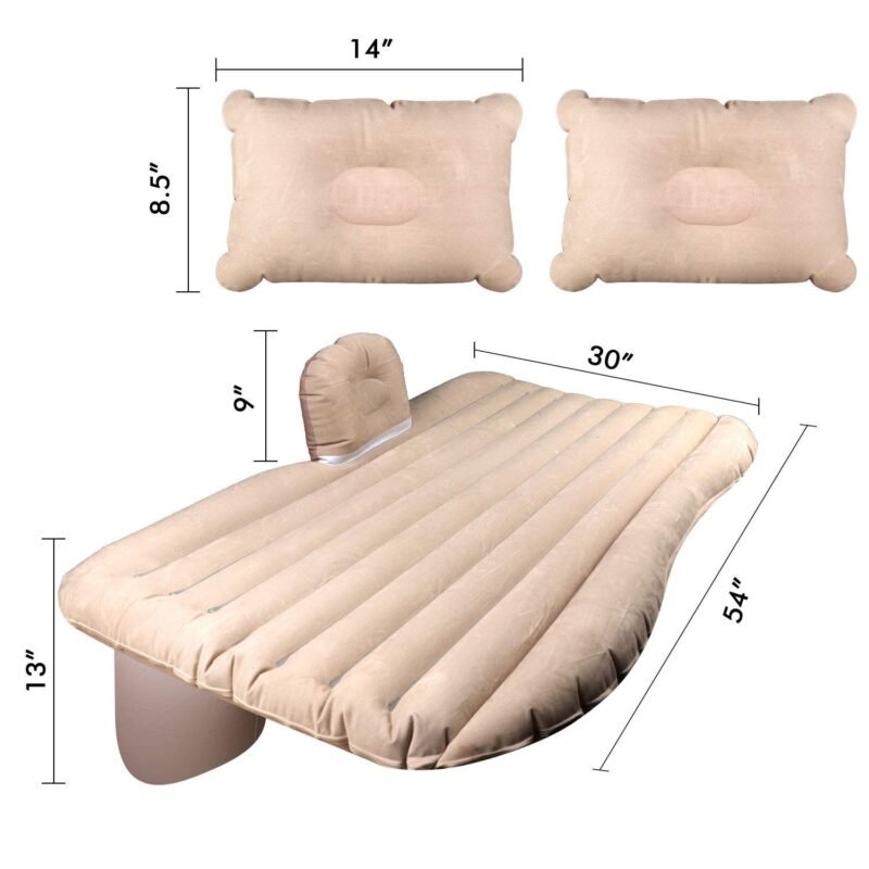 Ada Inflatable Travel Car Bed Air Sofa With Two Inflatable Pillow For Car Back Seat Cream Galacy