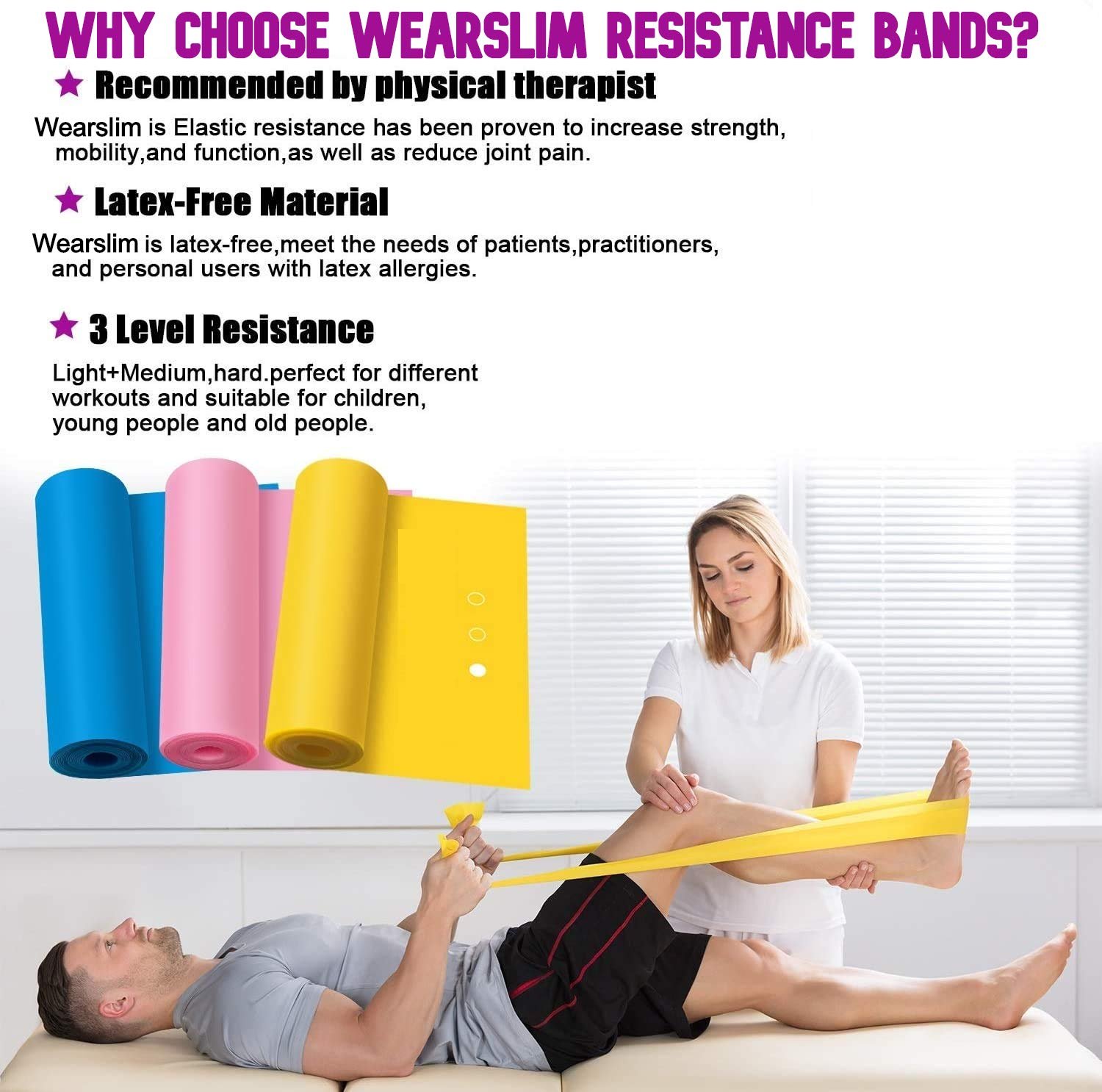 Wearslim Resistance Bands Exercise Elastic Bands Latex Bands for