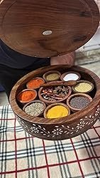 ADA Handicraft Sheesham Wooden Masala Box Cum Kitchen Spice Box with Glass Top and Spoon | Masala Box Spice Box | Spice Box Holder photo review